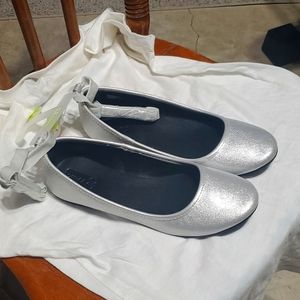 Silver glittery ballet flats